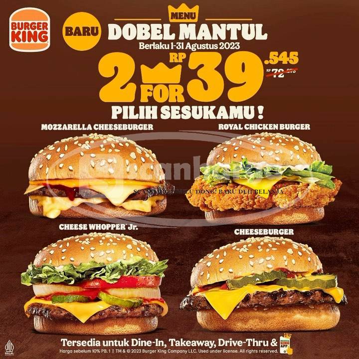 BARU! PAKET DOUBLE MANTUL DARI BURGER KING CUMA RP. 39.545 DAPAT 2 BURGER